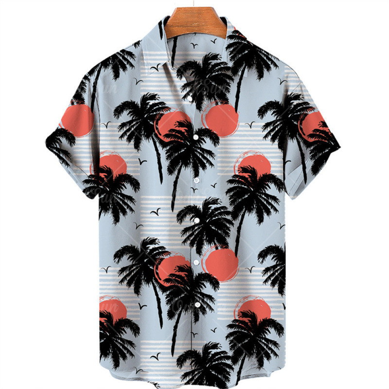 2025 New Beach Men's Shirt 3D Printed Short Sleeve Shirt Hot Sale Beach Wear