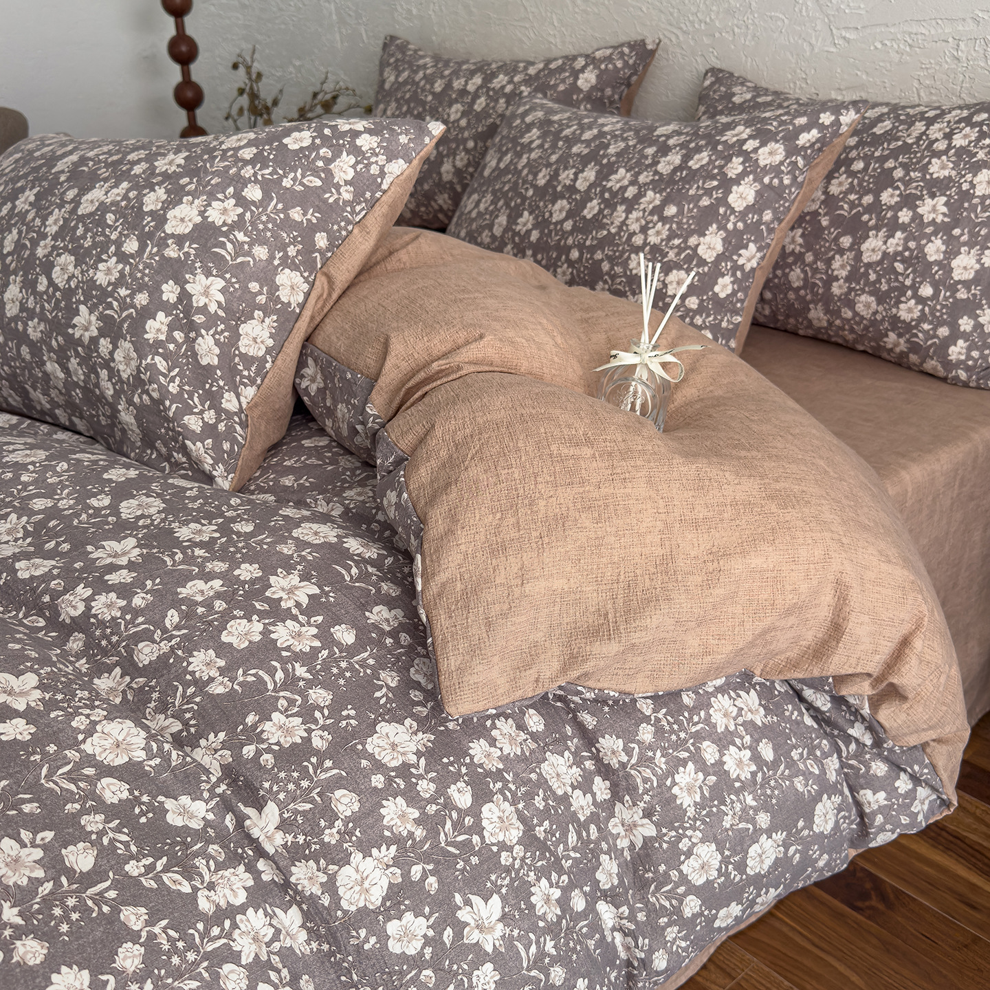 Nuevo algodón de alto peso, lino de cuatro piezas, ropa de cama desnuda para dormir, sábanas gruesas, cubierta de colchón de tres piezas
