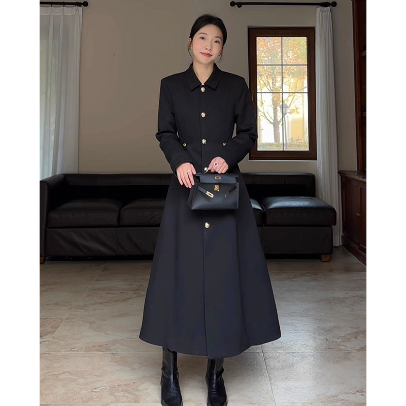 Tiktok Trending Plus-Size Women's Long Waist-Cinching Trench Coat down Jacket Winter Korean Style Over-The-Knee Coat 25176
