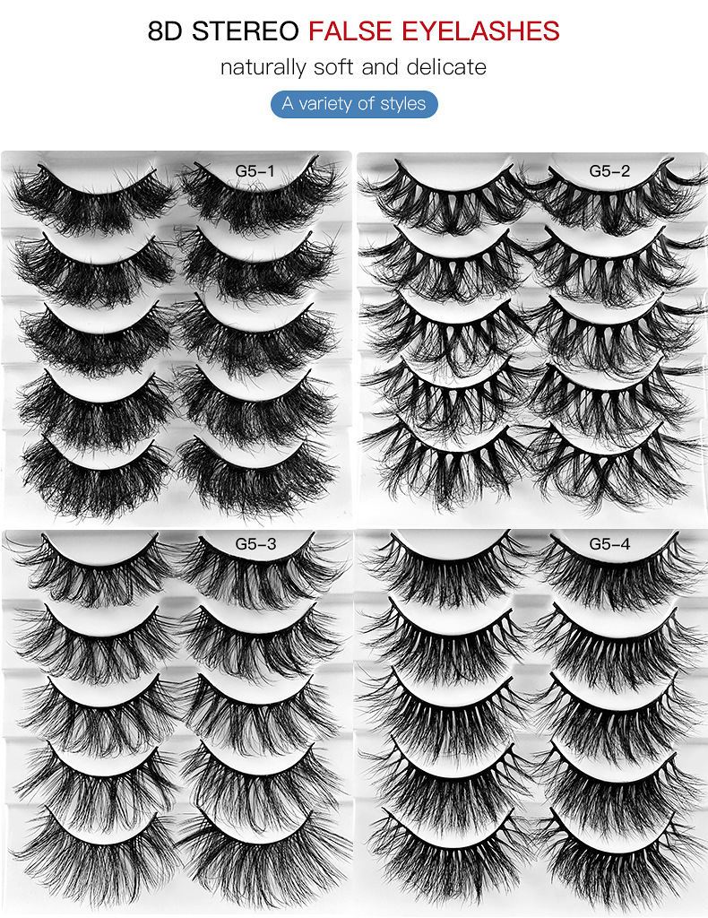 Elegant Solid Color Imitation Mink False Eyelashes 5 Pairs display picture 4