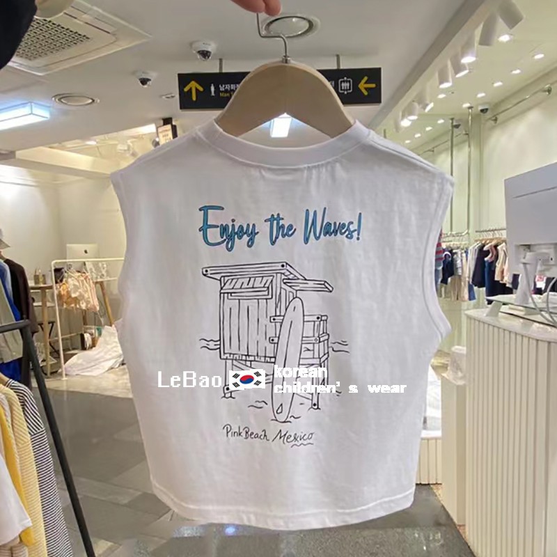 South Korea children's clothing boys' trendy cool handsome baby vest top summer boys' cotton casual sleeveless T-shirt