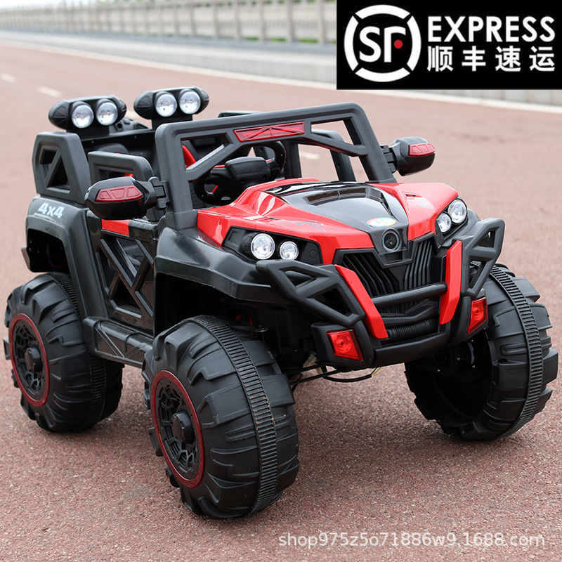 Coche eléctrico para niños grandes Vehículo todoterreno con tracción en las cuatro ruedas para Niños sentados Coche de educación temprana Coche de juguete de control remoto Generación de soporte