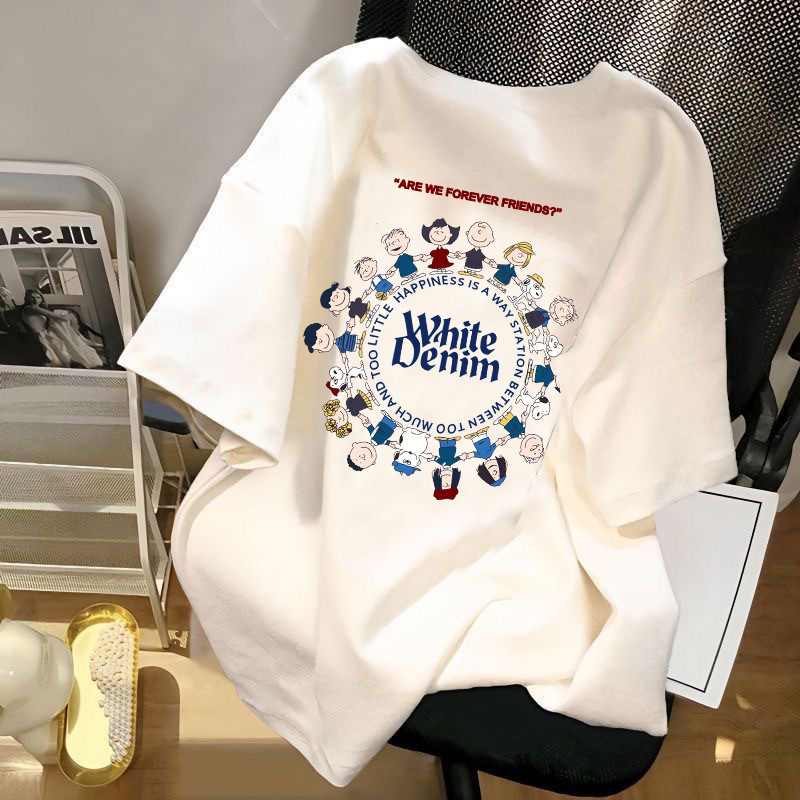 Popular Korean Cartoon Snoopy Short-Sleeved T-Shirts for Men and Women, Versatile, Trendyy and Handsome Tops, Trendy T-Shirts