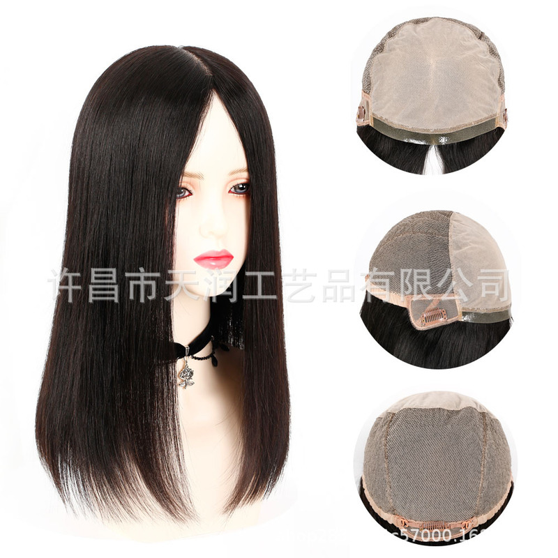 Women's wig full head needle full hand-woven human hair lace full head cover casual sewing factory direct sales