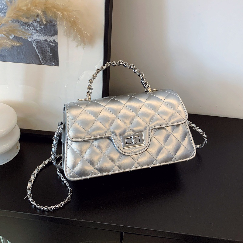 Bolso de alta calidad con fragancia pequeña 2025 verano nuevo estilo bolso femenino bolso de hombro con bordado de rombo bolso de mensajero de cadena de moda