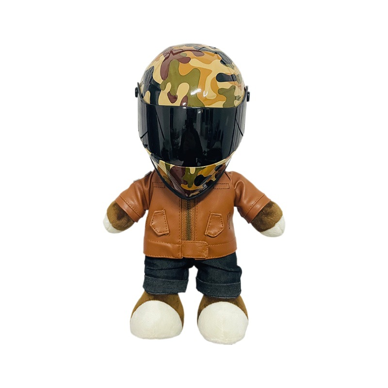 Coche eléctrico colgante oso muñeca casco cuero juguete coche tronco montar decoración 4S reparación tienda locomotora muñeca