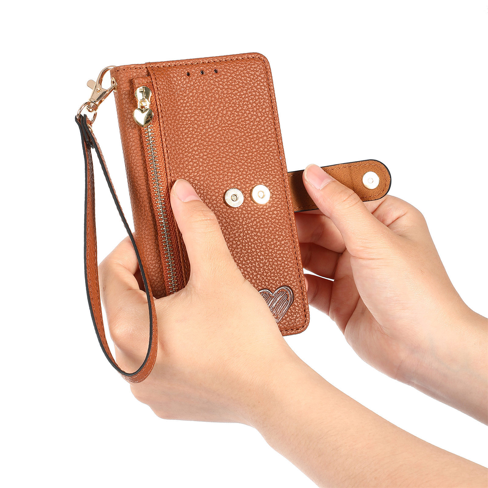 109g Weight iPhone Applicable Brands Phone Cases Classification tpu, Pu Leather Material Heart Shape, Solid Color Pattern Basic Style Heart Shape Solid Color Tpu Pu Leather Wallets 22