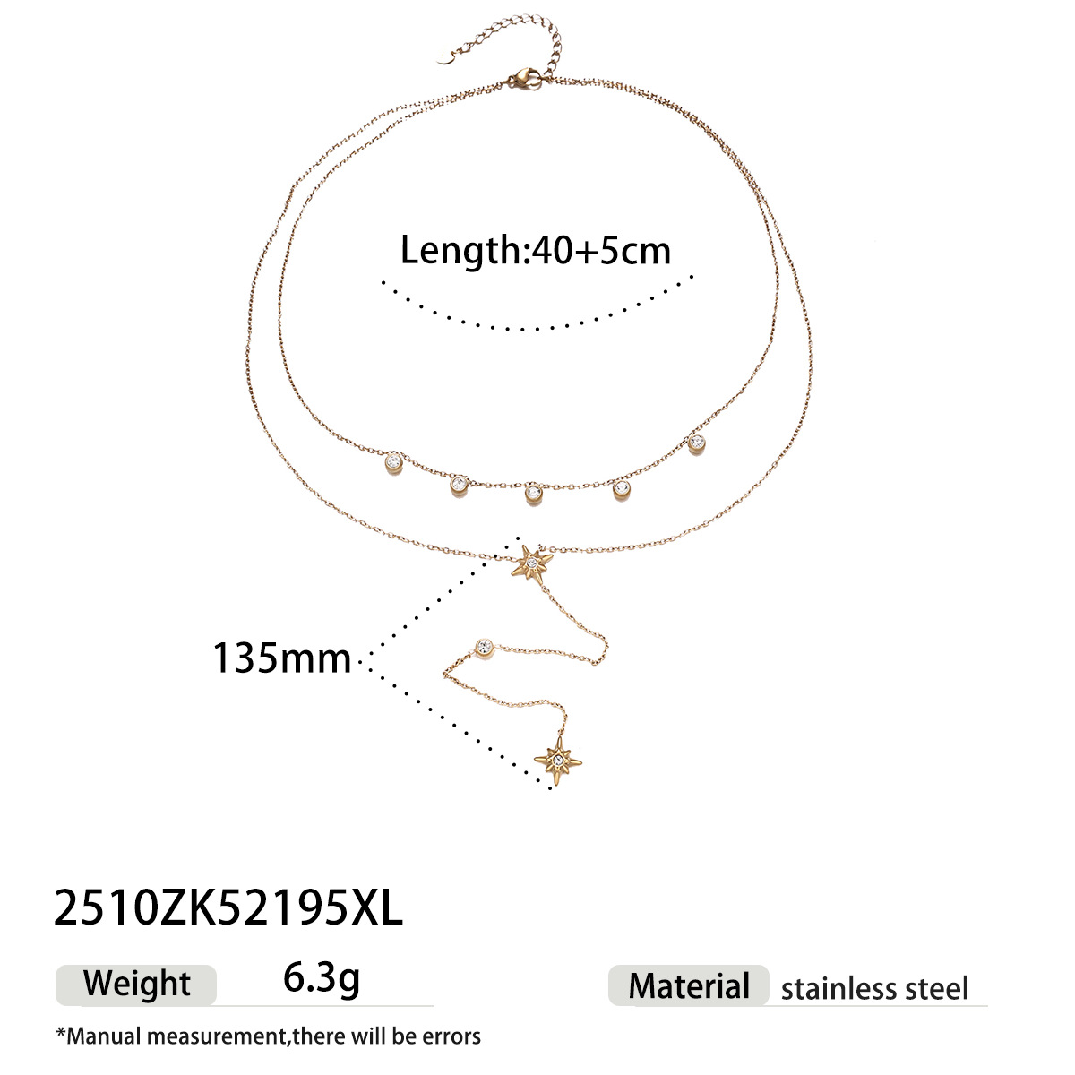 Tiana Europa y América collar de acero inoxidable lujo ligero nicho Zhongzhong estrellas zircon cadena de clavícula universal moda transfronteriza joyería caliente image 6