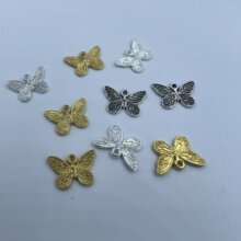 古银仿金银色蝴蝶挂件坠子红手绳串项链吊坠diy合金饰品配件