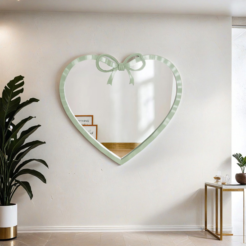 Factory Customized Heart-Shaped Bow Mirror Bathroom Bathroom Wall Mirror Dressing Toilet Toilet