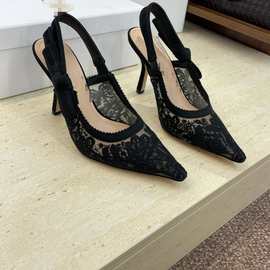 时尚高跟鞋26新款玫瑰花线刺绣针织气质名媛凉鞋high heels sands