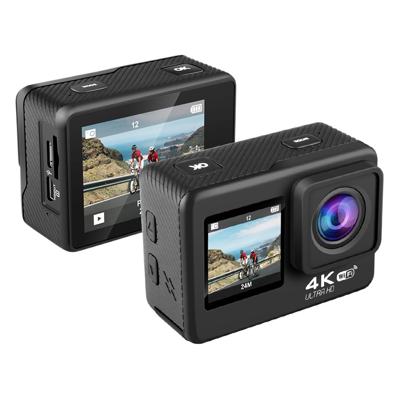 Cámara deportiva impermeable al aire libre transfronteriza 4K60 marco 2,0 pantalla táctil 1,3 pantalla de doble color EIS anti-vibración cámara al por mayor