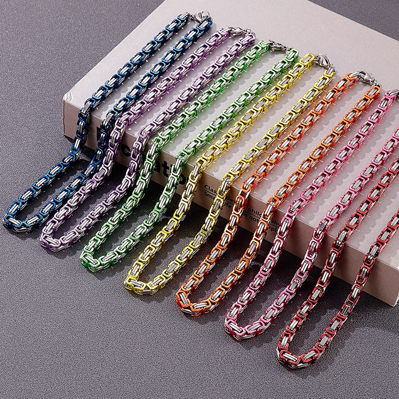 Hip-Hop Geometric Solid Color Titanium Steel Spray Paint Men's Bracelets Men's Chain Bracelets display picture 1