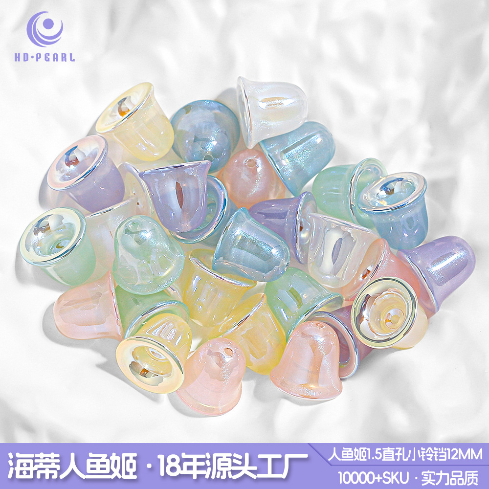 30 sirena Ji finas campanas chapadas en color diy cadena de teléfono móvil hecha a mano accesorios para el cabello sombreros accesorios con cuentas abs