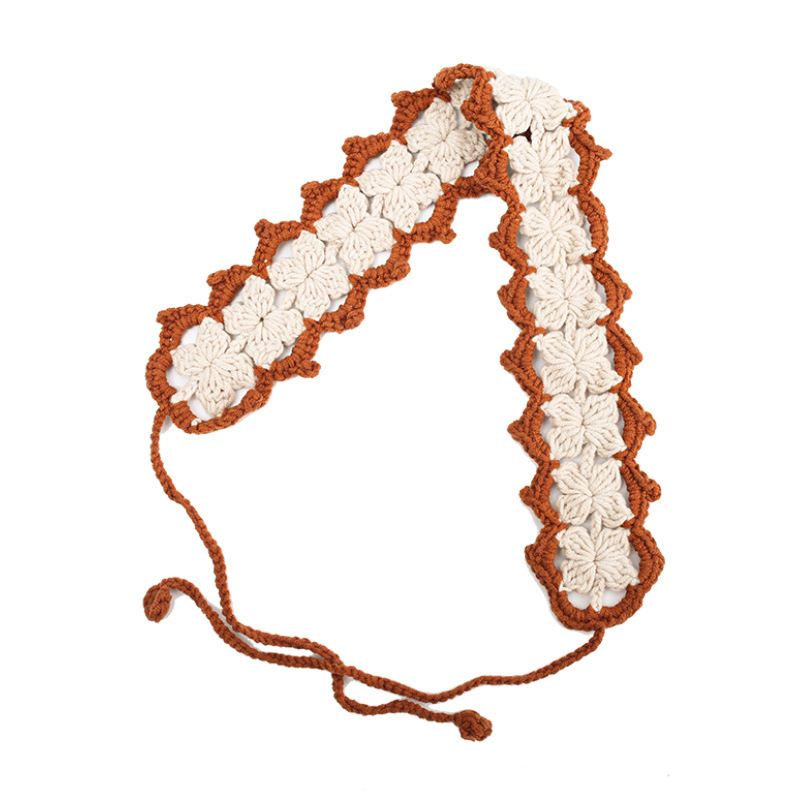 Francia cereza toallas triangulares mujeres primavera y otoño viajes padres-hijos gancho de punto flores hueco pañuelo de arte correa de pelo gorro