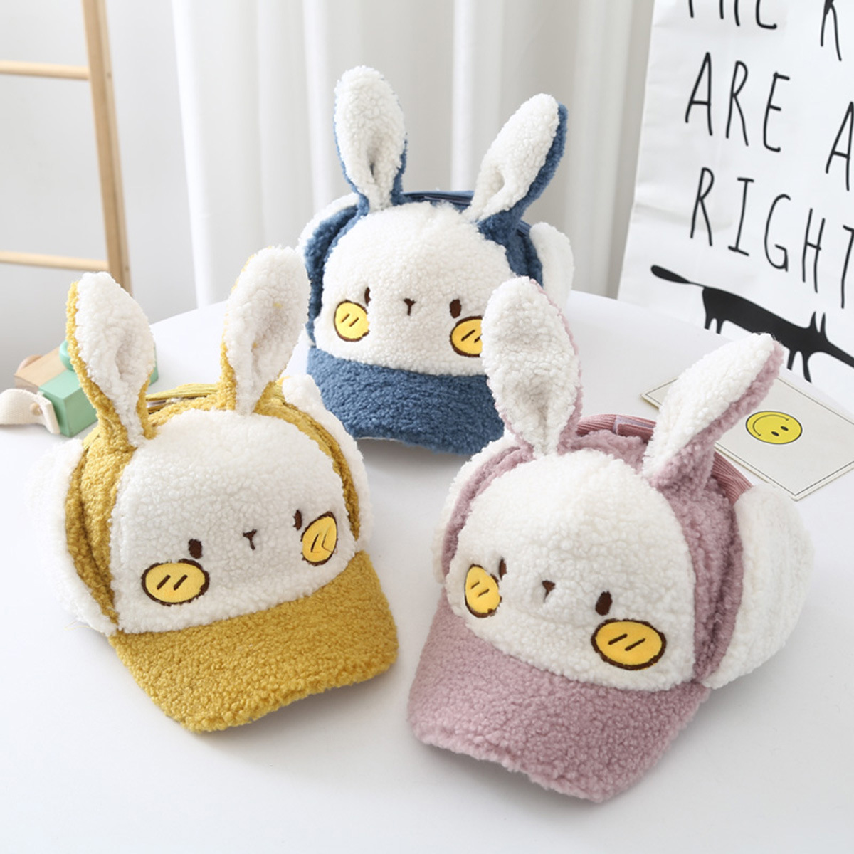 Oreilles De Lapin Pour Enfants Cache-oreilles En Velours Teddy Chapeau Coupe-vent En Gros Nihaojewelry display picture 14