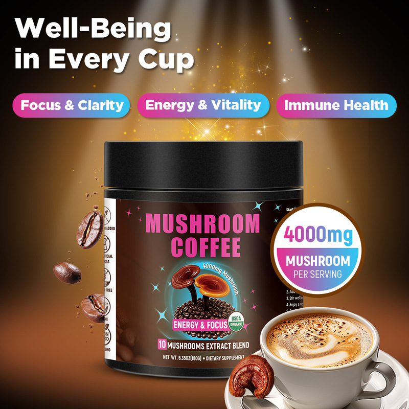 Cross-Border Hot-Selling Products, Wholesale of Natural Organic Mushroom Coffee, Sugar-Free Freeze-Dried