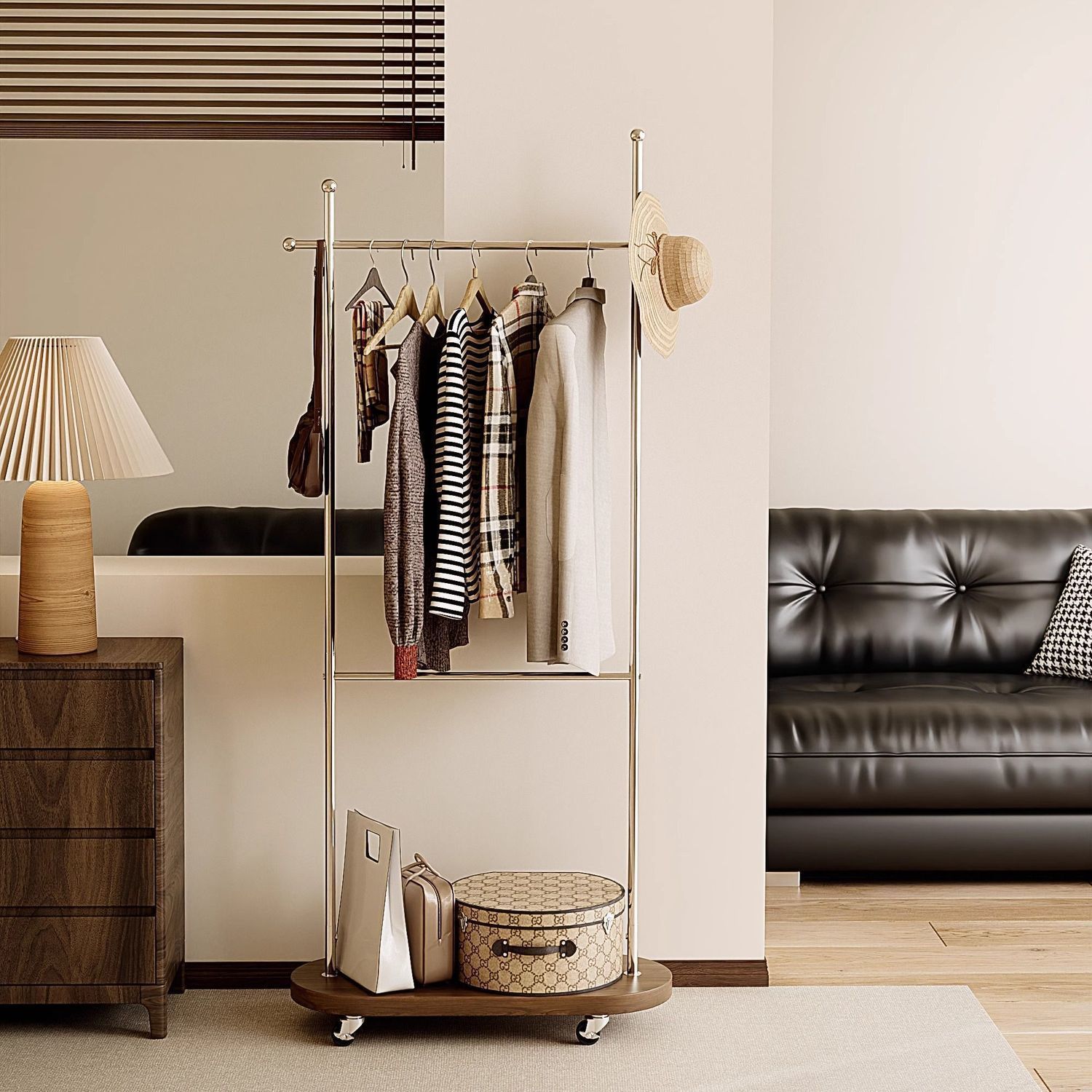 중고 코트 랙 침실 바닥걸이 옷걸이 실내 홈 스토리지 랙 간단한 빛 럭셔리 이동식 랙