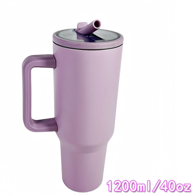 2025 nuevo a través de 40oz doble hielo taza de paja plegable mango portátil taza de automóvil de bebida directa