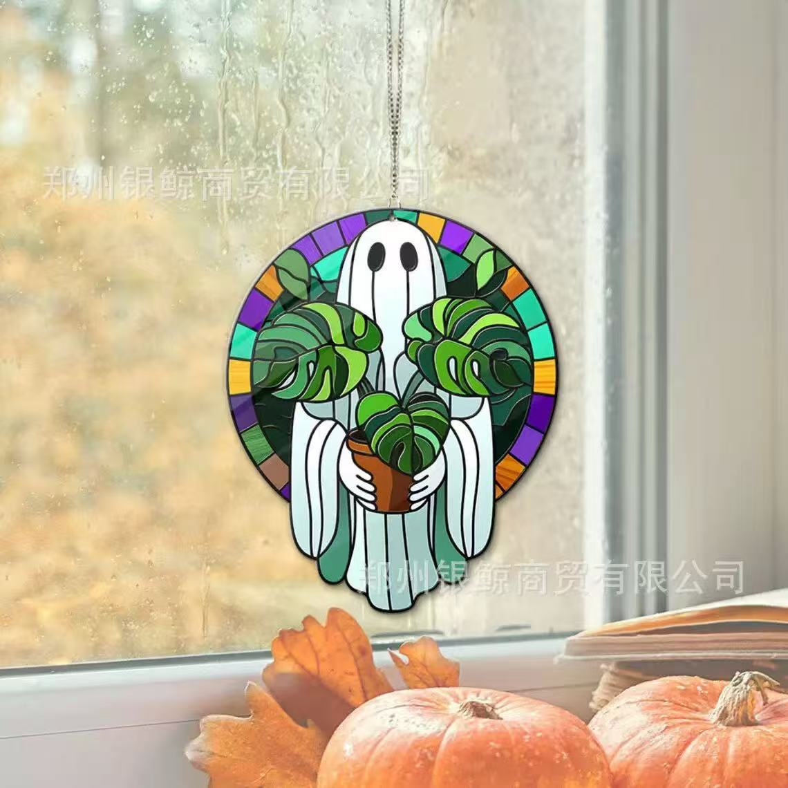Atrapador de sol acrílico pequeño fantasma lindo transfronterizo para colgar decoración de jardín de jardín interior y exterior para el hogar