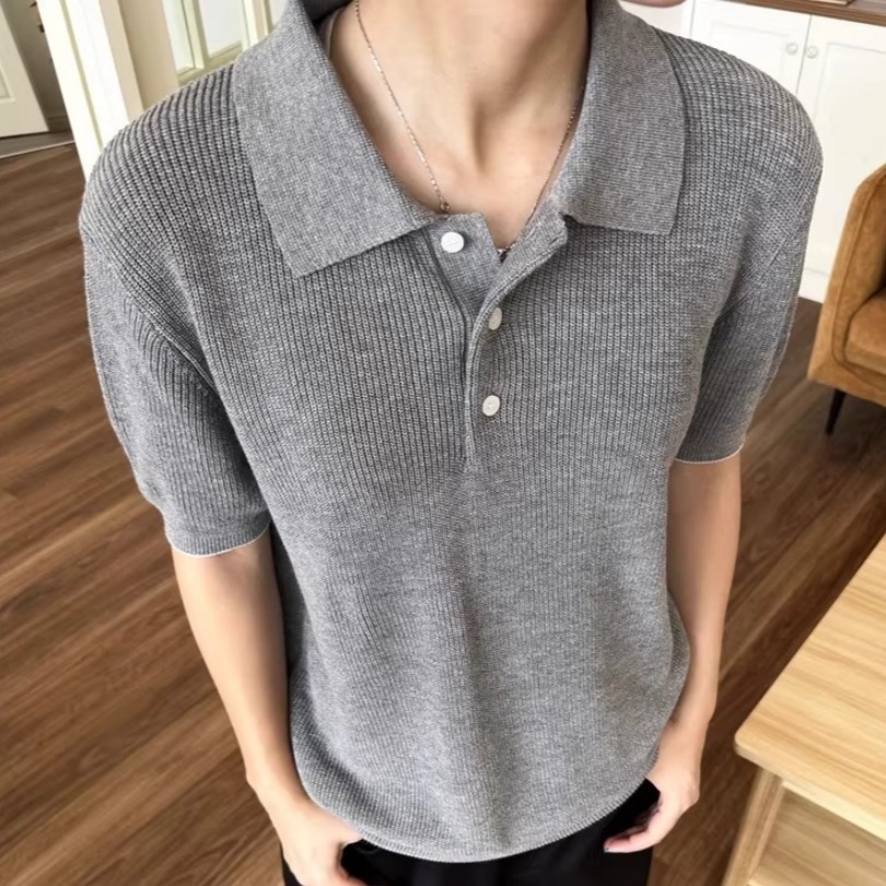 Luxuriöses Herren-Sommer-Strickoberteil aus Baumwolle und Leinen mit Blumenmuster, lockerer Passform, atmungsaktiv, kurzärmelig, für Damen und Herren_voghion.com