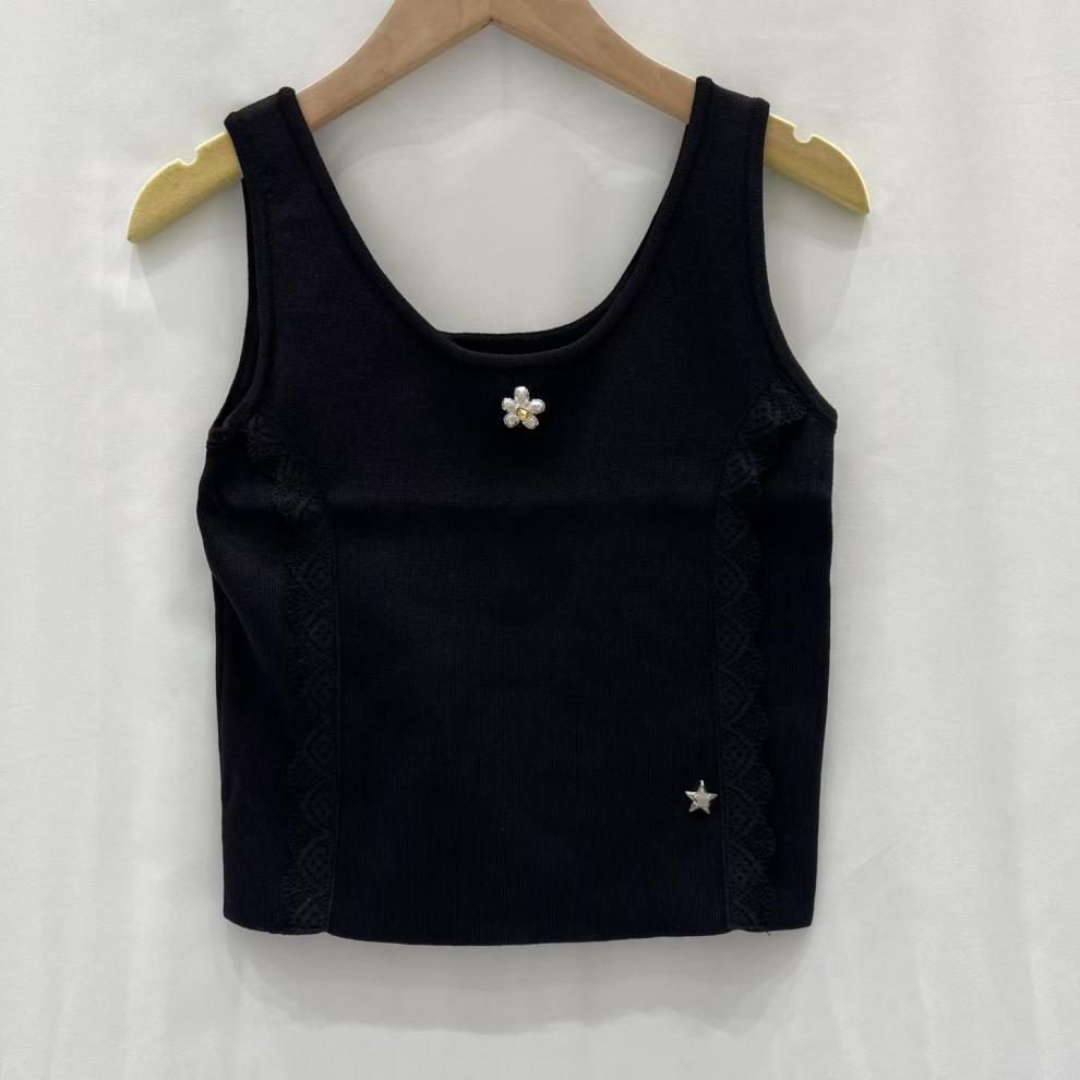 Trendy Brand Knitted Sleeveless Vest With Logo Stars, Slimming And Versatile Brand Logo Women's Top, New Summer 2026 Model_ecoleips.com