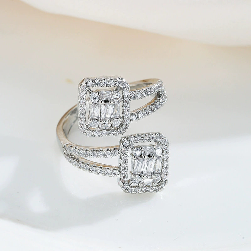 Квадратное кольцо, аксессуар, стиль европейский, инкрустировано diamonds?