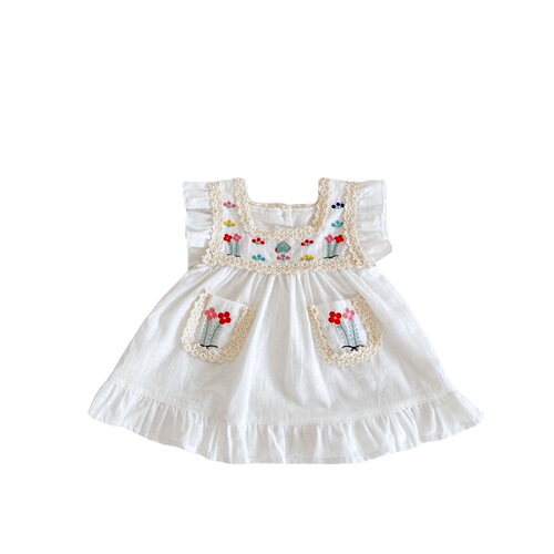 ins new summer baby girl embroidered thin dress baby 0-3 years old white dress princess dress