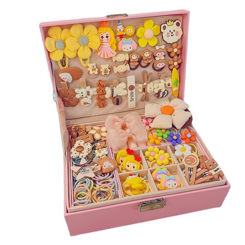 Children's New Year's Headwear Girls' Birthday Gifts Jewelry Box Princess Girls' Hair Accessories Set Gift Box Baby Hair Clips