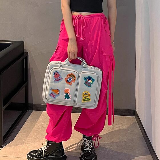 Computer Bag Handle Enhances the Sense of Luxury 14inch 16inch Notebook Storage Bag Women's Portable Data Cable Tablet Liner Bag