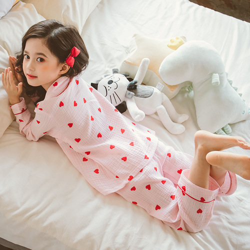 Pajama set for children, pure cotton two-piece autumn set, air-conditioning suit for girls, spring and autumn home wear set, one piece for girls, wholesale for girls