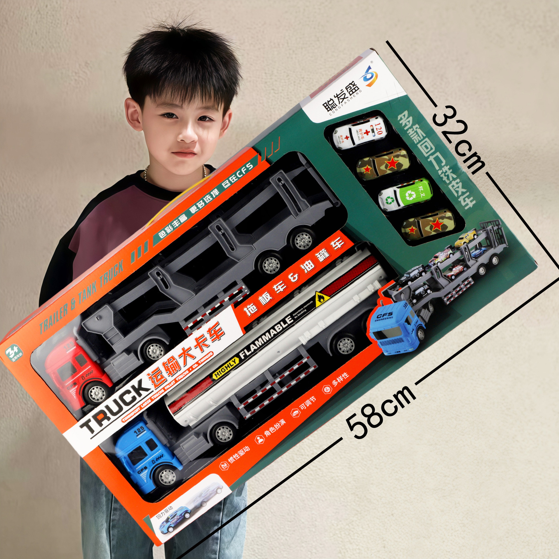 Caja de regalo de envío gratis, juego de coche de ingeniería, modelo de fuego de juguete, coche de retorno inercial, puesto de juguete para niños, regalo al por mayor