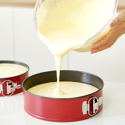 Red 10-inch live bottom lock plate round non-stick baking pan carbon steel cake mold household honeycomb carbon steel baking pan set