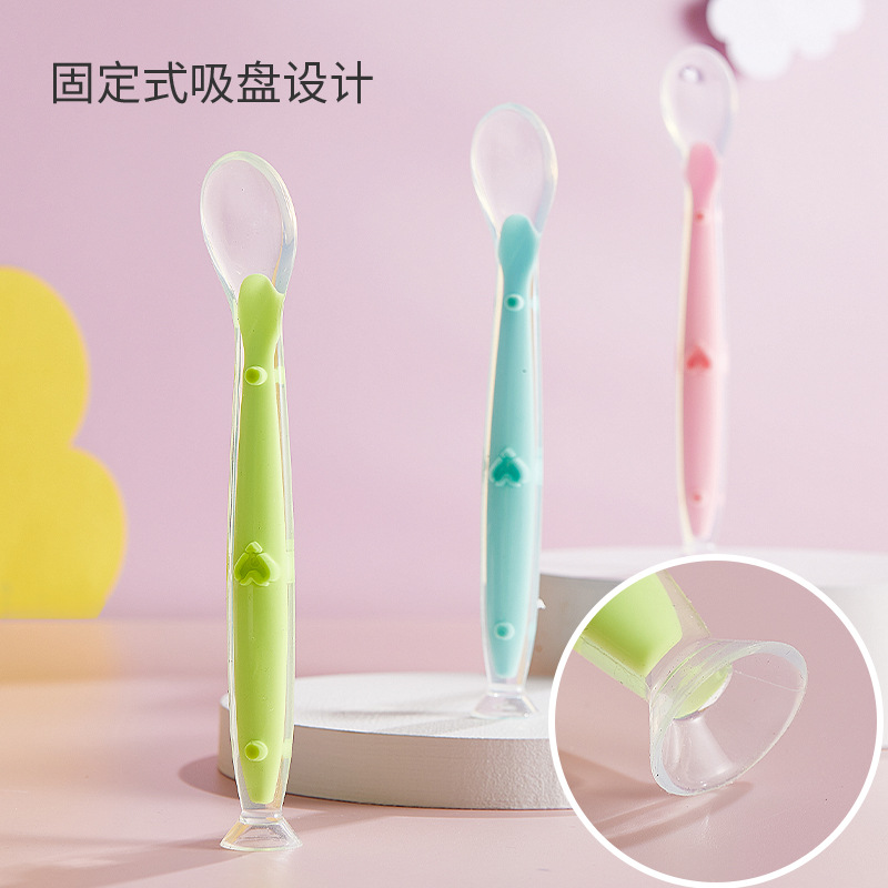 2023 new baby silicone soft spoon baby tableware newborn feeding fruit puree eating children spoon