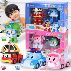 Genuine poli Transformation Robot King Kong Poli Police Car Roy Fire Truck Educational Children's Toy Set