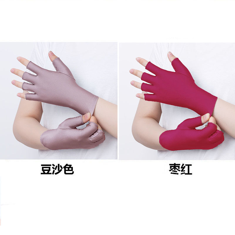 [Pelo de la generación] guantes de medio dedo para mujer verano protección solar delgada primavera y otoño conducción pesca manicura guantes de recolección de té