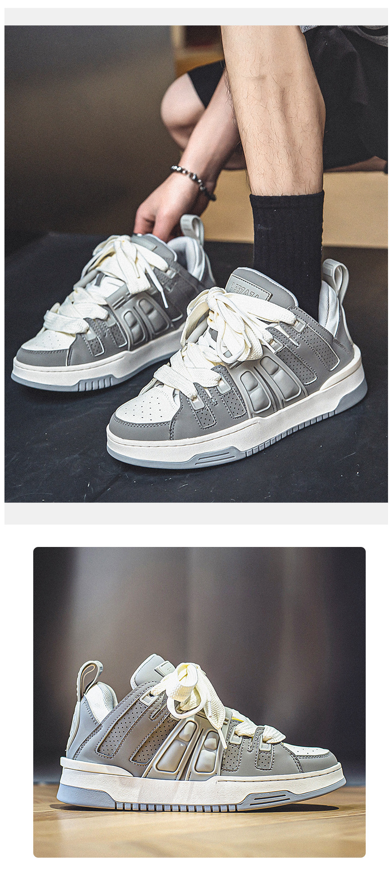 Versatile Solid Colour Casual Shoes For Men Thick Sole Trainers_voghion.com