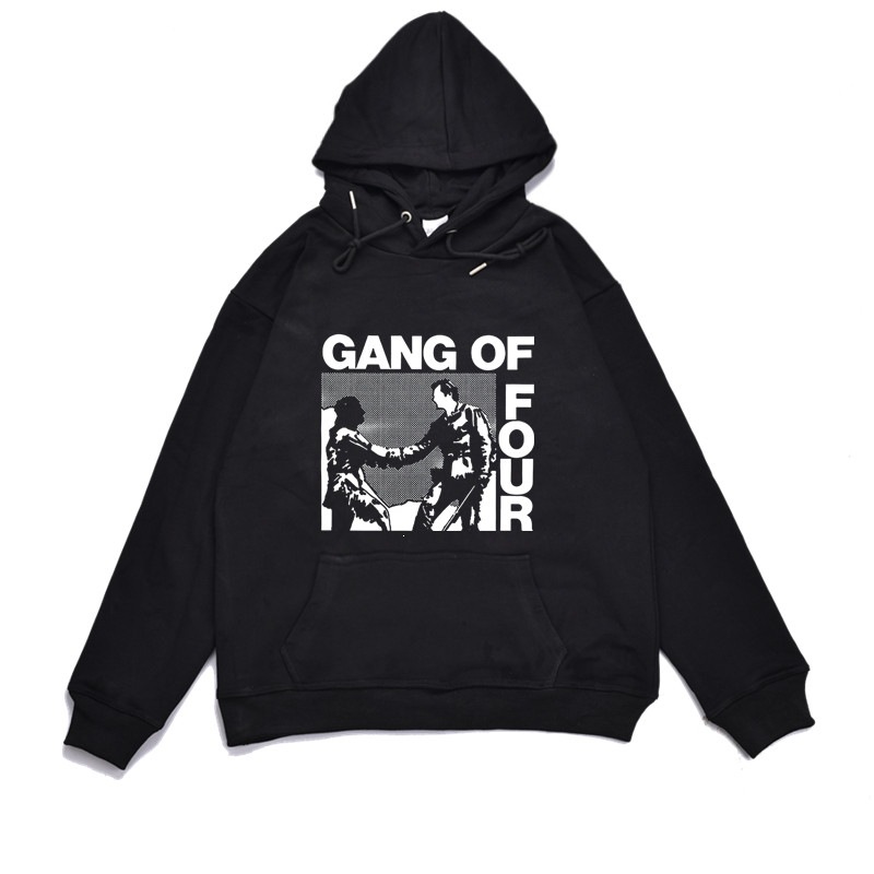 直喷Gang Of Four四人帮铿锵摇滚乐队印花连帽卫衣宽松潮牌外套