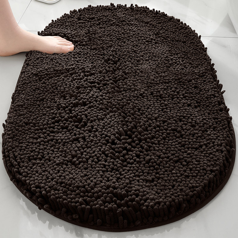 Alfombra absorbente de baño de chenilla ovalada Alfombra de pie de puerta de baño Alfombra antideslizante de entrada de baño Alfombra de dormitorio