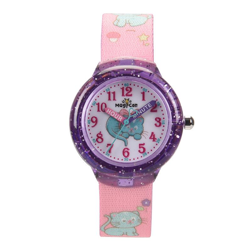 Foreign Trade Popular Boy and Girl Cute Sleepy Cat Cartoon Quartz Watch 3D Strap Kidsren's Gift Watch