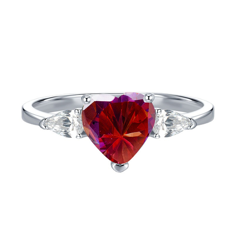 2024 nuevo corazón de plata S925 8 * 82 quilates color Moissanite Seiko completo diamantes anillo micro-incrustado Europa y América transfronterizos