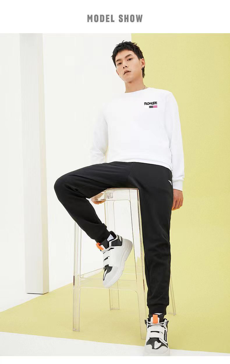 Heavy Long Sleeve Sweatshirt - Men's Solid Color Crew Neck Casual Top - Detail 9