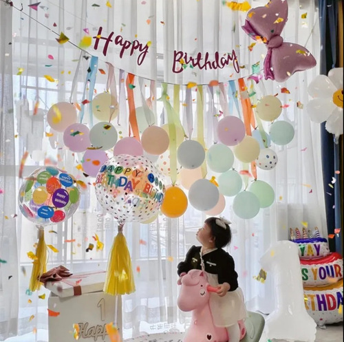 Little Red Book's same style ins baby pull flag balloon children's first birthday decoration macaron party layout pull flowers