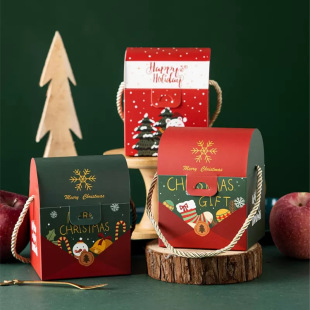 Christmas Retro Satchel Gift Box Accessible Luxury Gift Empty Box Flip-Top Ping an Fruit Large Gift Empty Box