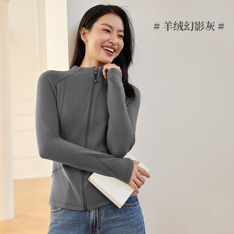 玻尿酸羊绒女士外套冬季新款亲肤保暖修身半高领轻运动修身外套|undefined