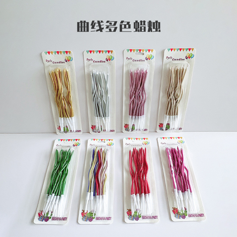 Curva de pastel de cumpleaños vela red fiesta decoración vela creativa púrpura color plata vela artesanía al por mayor