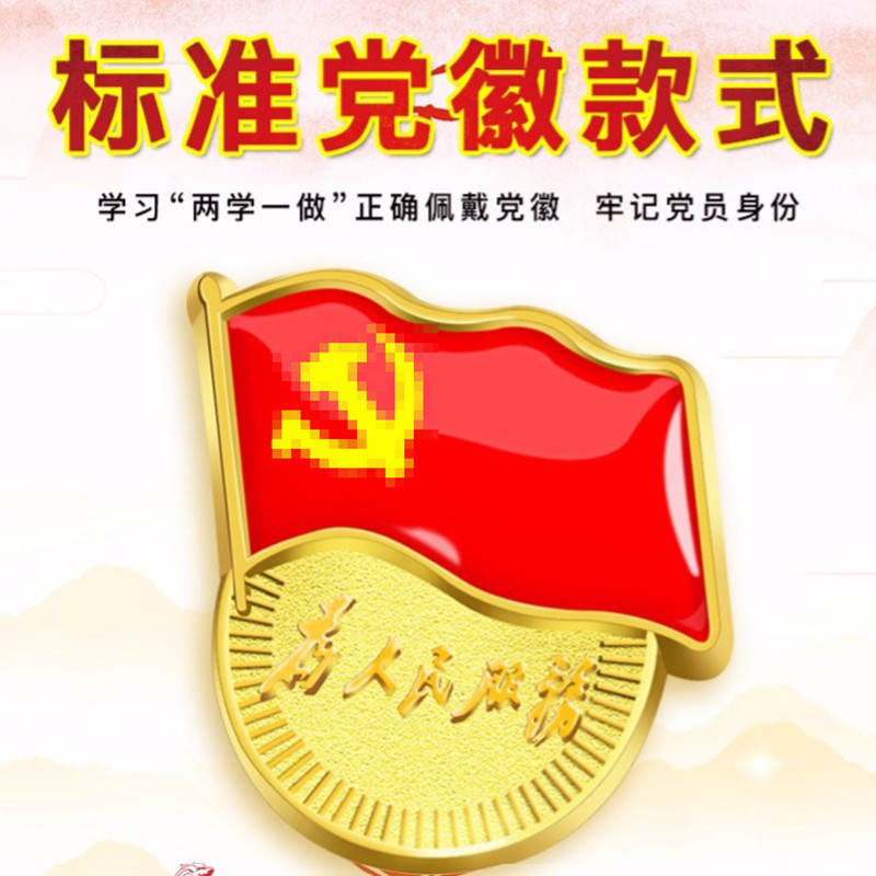 党徽标准型别针磁吸铁石新版党员加厚合金徽章为人民服务胸章胸徽|ru