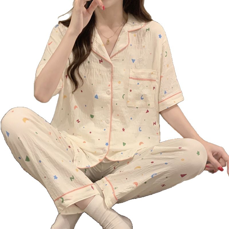 Nube de algodón pareja pijama de mujer verano nuevo gran ropa de hogar suelta dormitorio de estudiantes se puede usar dos sets