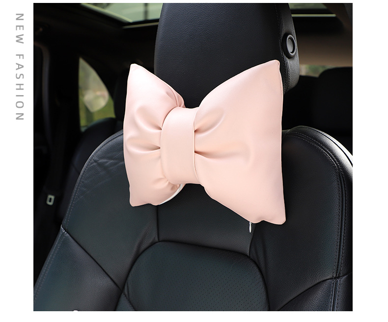 Four Seasons General Motors Headrest Neck Pillow Leather Solid Color Car Seat Pillow Goddess Car Interior Decoration Waist Cushion
