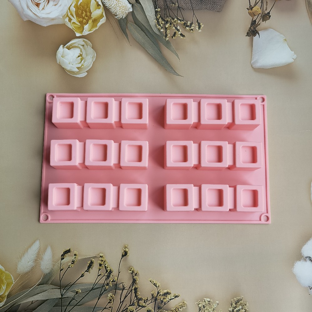 6 con tres cuadrados cóncavos 204 pastel chocolate molde de silicona molde de postre molde de hielo pastel horneado